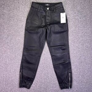 7 For All Mankind Pants Womens 25 Waxed Coated Jogger Utility Edgy Moto Grunge‎